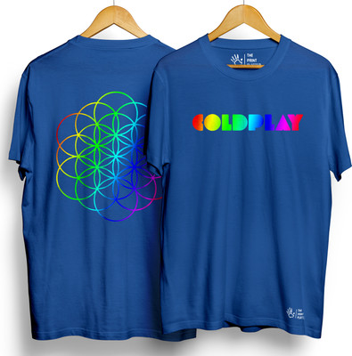 THE PRINT PLATTER Graphic Print Men Round Neck Light Blue T-Shirt