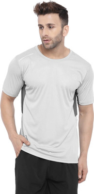 CHKOKKO Solid Men Round Neck Grey T-Shirt