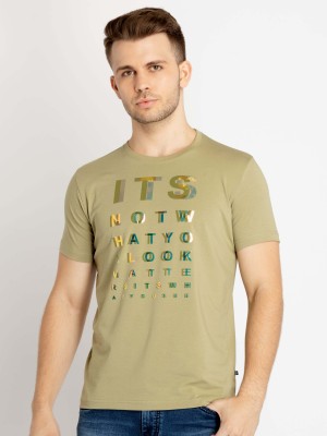 Status Quo Typography Men Round Neck Light Green T-Shirt