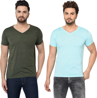 Adorbs Trend Solid Men V Neck White T-Shirt