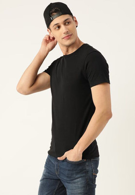 OrrganicChics Solid Men Round Neck Black T-Shirt