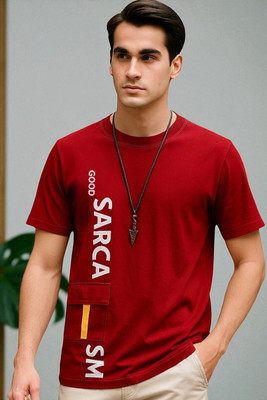 FAOES Graphic Print Men Round Neck Red T-Shirt