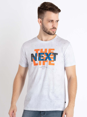 Status Quo Printed Men Round Neck Beige T-Shirt