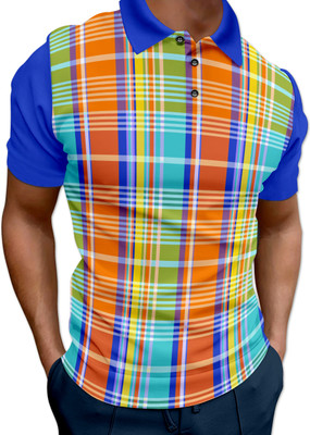 dhaari by unique creation Checkered Men Polo Neck Multicolor T-Shirt