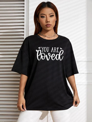 Stylicity Geometric Print Women Round Neck Black T-Shirt