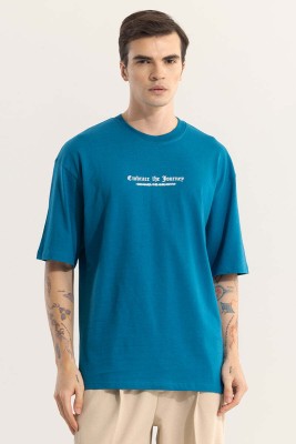 Snitch Printed, Typography Men Round Neck Blue T-Shirt