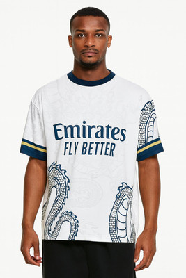 YUTU Printed Men Round Neck White T-Shirt