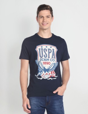 U.S. Polo Assn. Denim Co. Printed, Typography Men Round Neck Blue T-Shirt