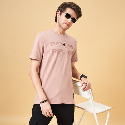 Street 808 by Pantaloons Solid Men Round Neck Orange T-Shirt