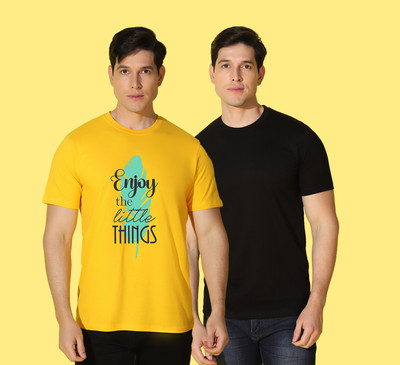 WOOSTRO Graphic Print, Solid Men Round Neck Multicolor T-Shirt