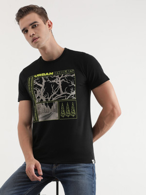 LEE Printed, Typography Men Round Neck Black T-Shirt