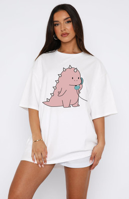 Ericia Graphic Print Women Round Neck White T-Shirt