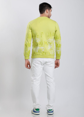 HIGHTRIBE Printed Men Round Neck Green, Yellow T-Shirt