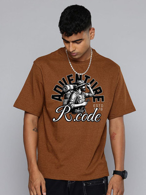 R.Code by The Roadster Life Co. Graphic Print Men Round Neck Brown T-Shirt