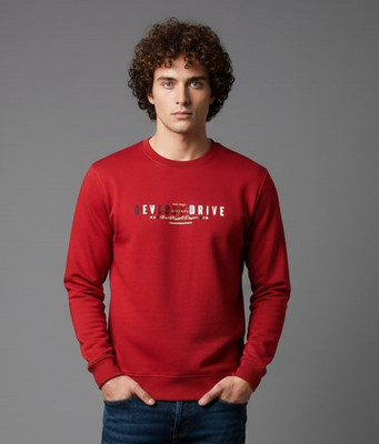 SAND PIPER Printed Men Round Neck Red T-Shirt