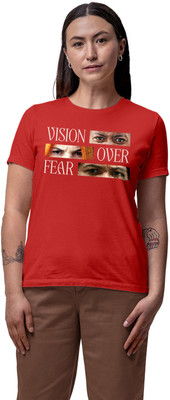 Fighterhero Printed Women Round Neck Red T-Shirt