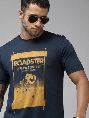 Roadster Graphic Print, Printed, Typography Men Round Neck Blue T-Shirt