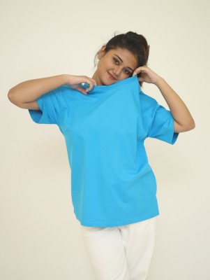 UNFOML Geometric Print Women Round Neck Blue T-Shirt