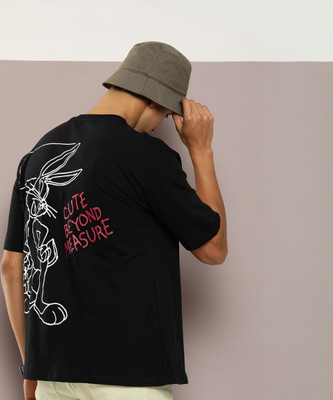 Kook N Keech Printed Men Round Neck Black T-Shirt