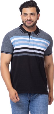 SEVEN O SEVEN Striped Men Polo Neck Light Blue T-Shirt