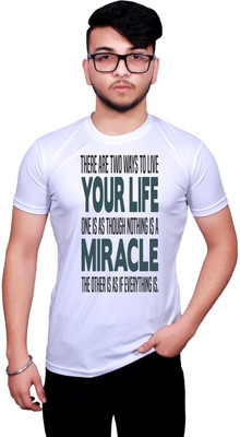 KRYONIX Printed Men Round Neck White T-Shirt