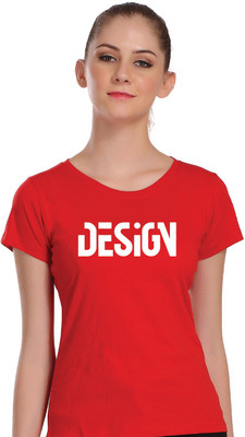 APE Graphic Print Women Round Neck Red T-Shirt