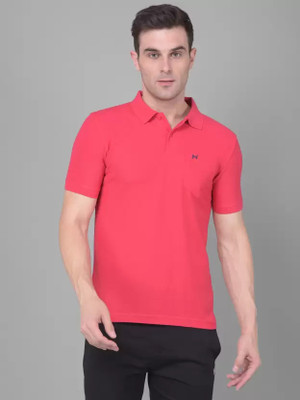 Force NXT Solid Men Polo Neck Pink T-Shirt