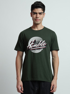 Rare Bond Studios Graphic Print Men Round Neck Green T-Shirt