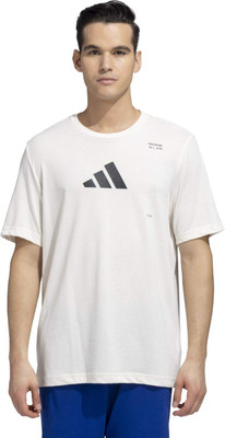 ADIDAS Printed Men Crew Neck White T-Shirt
