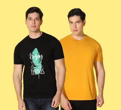 WOOSTRO Printed Men Round Neck Multicolor T-Shirt