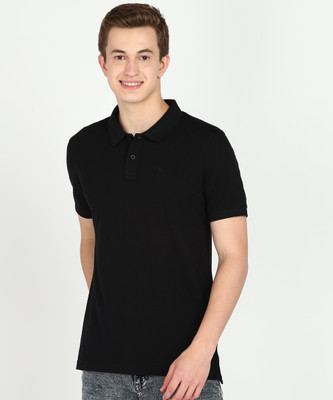 PARX Solid Men Polo Neck Black T-Shirt