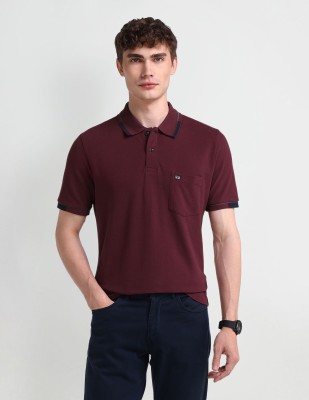 Arrow Sport Solid Men Polo Neck Purple T-Shirt