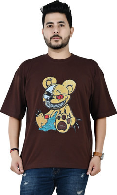 manvsya Graphic Print Men Round Neck Brown T-Shirt