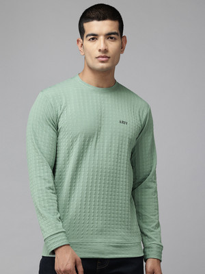 LILBITS Self Design Men Round Neck Green T-Shirt