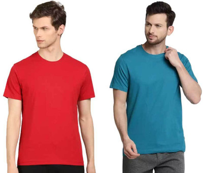 VAN HEUSEN Solid Men Round Neck Red, Blue T-Shirt