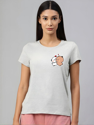 SZN Graphic Print Women Round Neck Grey T-Shirt