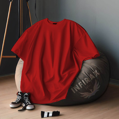 INFIRAX Solid Men Round Neck Red T-Shirt