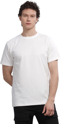 SolaceActive Solid Men Round Neck Reversible White T-Shirt
