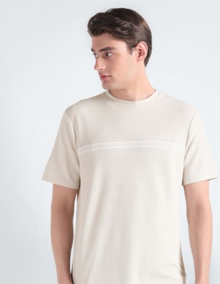 Calvin Klein Jeans Solid Men Crew Neck Beige T-Shirt