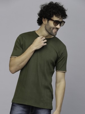RIGO Self Design Men Round Neck Green T-Shirt