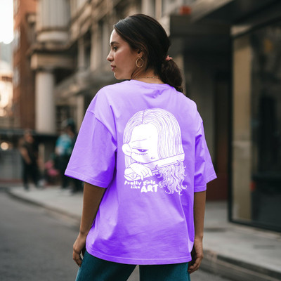 HouseOfCommon Graphic Print Women Round Neck Purple T-Shirt