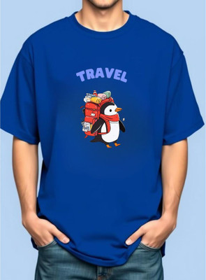 Goodsignn Graphic Print Men Round Neck Dark Blue T-Shirt