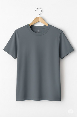 HypeDrip Solid Men Round Neck Grey T-Shirt