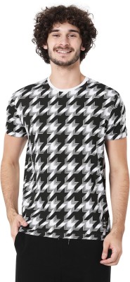 MUFTI Geometric Print Men Round Neck White T-Shirt