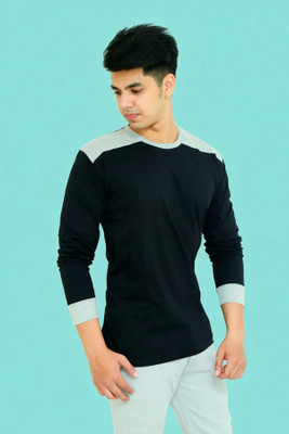 FARICON Solid Men Round Neck Black T-Shirt