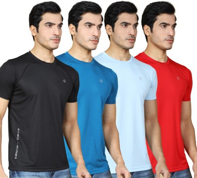 SUPERSQUAD Solid Men Round Neck Red, Black, Dark Blue, Light Blue T-Shirt