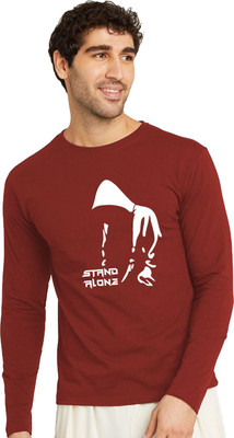 OrrganicChics Typography Men Round Neck Maroon T-Shirt