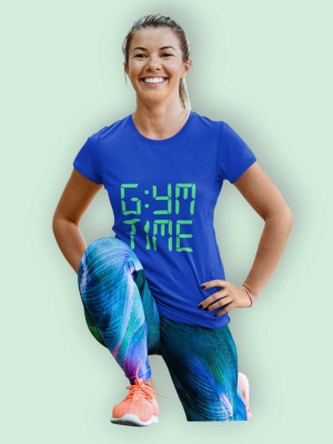 PD CLORI Solid Women Round Neck Blue T-Shirt