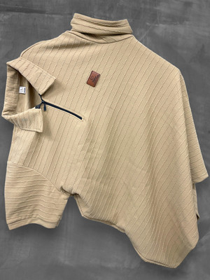 METRONAUT Self Design Men Polo Neck Beige T-Shirt