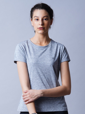 HouseOfCommon Solid Women Round Neck Grey T-Shirt